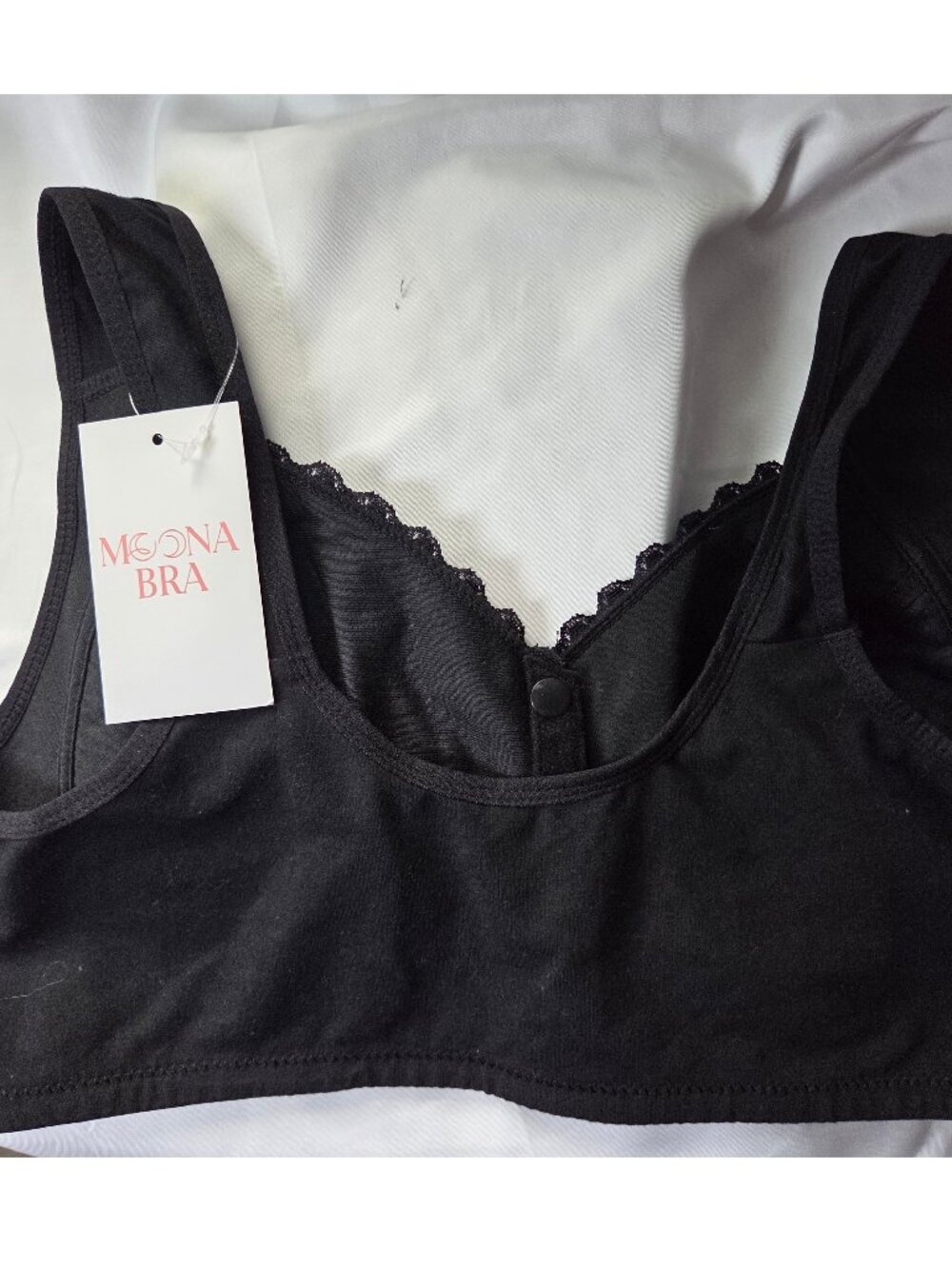 Moona Bra Black Sz Lg (36C) Comfort-Fit Wide Straps Front Snap-buttons - NEW - Picture 6 of 6